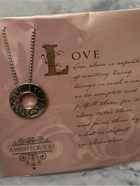 Grasslands Road Silver 'LOVE' Filigree Round Pendant Necklace